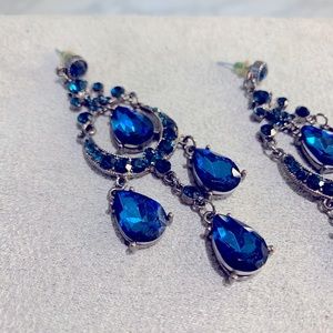Blue jewel chandelier earrings. So gorgeous!
